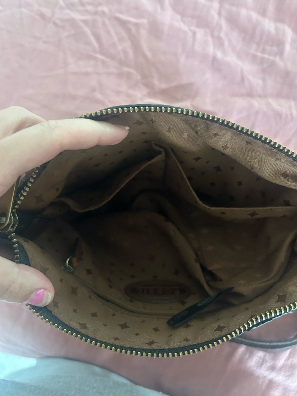 Vintage Fossil Brown Leather Crossbody Bag - Picture 9 of 12
